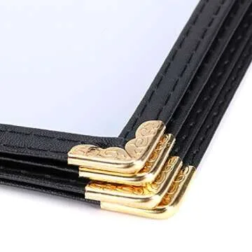 OwnMy 2PCS 8.5 x 11 Inch Menu Covers, 4 Page 8 View Transparent Restaurant Menu Covers Book with Leatherette Trim and Decorative Corners, Fit for Standard Letter Size Paper