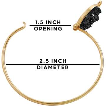 Black and Gold Bracelet for Women, Gold and Black Bracelet for Women, Gold and Black Bracelets for Women, Black Bangles for Women Black Jewelry 14K Gold Plated Faux Druzy Black Cuff Bracelet for Women