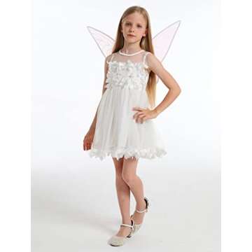Fairy Wing,Butterfly Fairy Halloween Costume Angel Wings,Halloween Costume Sparkle Angel Wings Dress Up Party Favor White