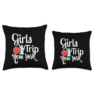 New York Girls Trip Statue of Liberty Big Apple NYC Vacation Throw Pillow