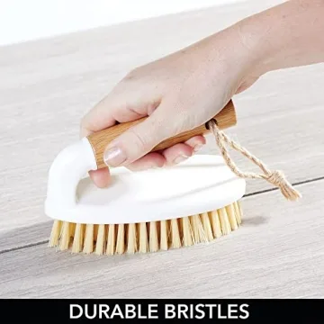 mDesign Bamboo Household Cleaning Scrubber Brushes Set of 3