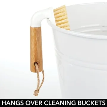 mDesign Bamboo Household Cleaning Scrubber Brushes Set of 3