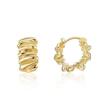 Aprilery 14K Gold Plated Hoop Earrings Trendy Lightweight