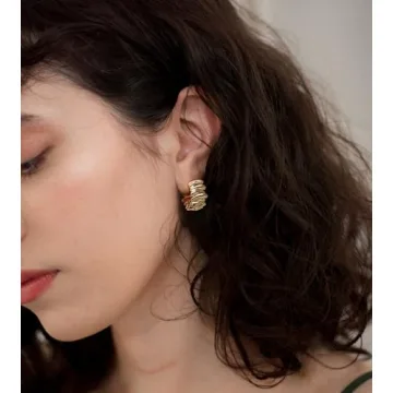 Aprilery 14K Gold Plated Hoop Earrings Trendy Lightweight