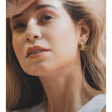 Aprilery 14K Gold Plated Hoop Earrings Trendy Lightweight