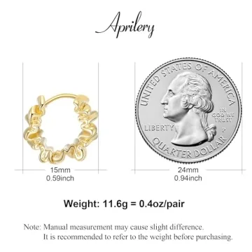 Aprilery 14K Gold Plated Hoop Earrings Trendy Lightweight