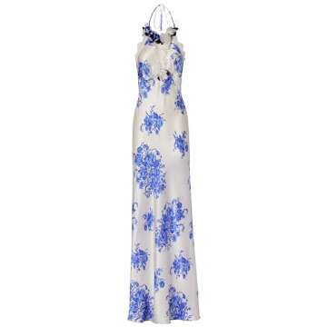 Rodarte Floral Printed Silk Bias Gown for Elegant Occasions