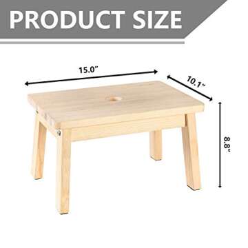 HOUCHICS Wooden Step Stool for Adults,One Step Stool for Seniors,Kids Potty Training Stool for Bed