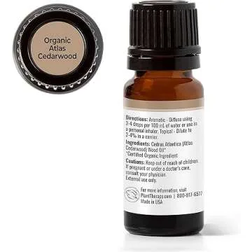 Plant Therapy Organic Atlas Cedarwood Essential Oil 100% Pure, USDA Certified Organic, Undiluted, Natural Aromatherapy for Diffusion, Skin, and Hair, Therapeutic Grade 10 mL (1/3 oz)