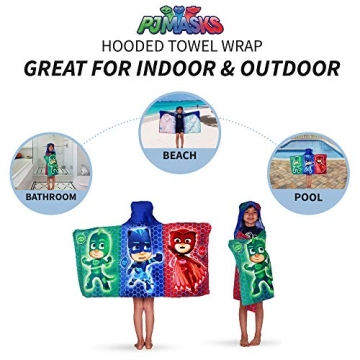 PJ Masks Hooded Towel Wrap for Kids Age 3-7