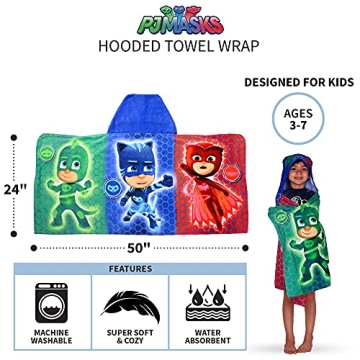 PJ Masks Hooded Towel Wrap for Kids Age 3-7