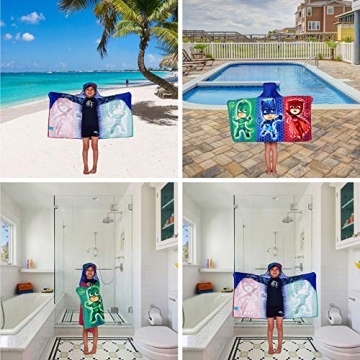 PJ Masks Hooded Towel Wrap for Kids Age 3-7