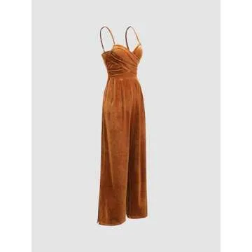 CIDER Velvet Jumpsuit for Women Wide Leg V Neck Style