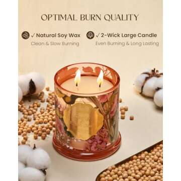 M&SENSE Peony Candles Home Scented, Organic Soy Candle 12.7oz 75 Hour Long Lasting Slow Burning, Spring Floral Fragrant Relaxing Aromatherapy Candle, Aaesthetic Candle Gift for Women