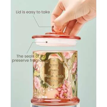 M&SENSE Peony Candles Home Scented, Organic Soy Candle 12.7oz 75 Hour Long Lasting Slow Burning, Spring Floral Fragrant Relaxing Aromatherapy Candle, Aaesthetic Candle Gift for Women