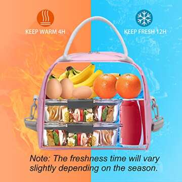 Trendy Insulated Lunch Bag for Women and Girls