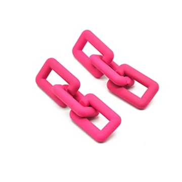 Chunky Acrylic Link Earrings Multicolor Thick Rectangle Paperclip Link Chain Earrings Rainbow Resin ...