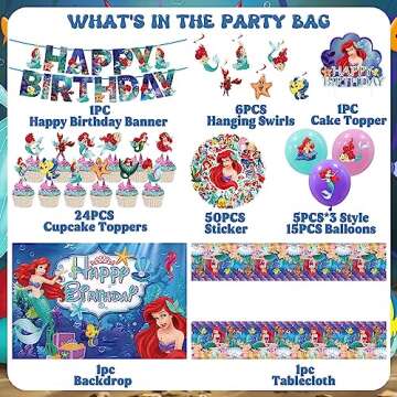 Little Mermaid Birthday Party Supplies Include Banner, Balloons for Little Mermaid Birthday Party Decorations