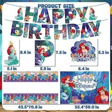 Little Mermaid Birthday Party Supplies Include Banner, Balloons for Little Mermaid Birthday Party Decorations