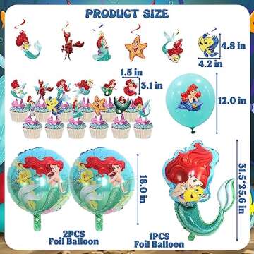 Little Mermaid Birthday Party Supplies Include Banner, Balloons for Little Mermaid Birthday Party Decorations