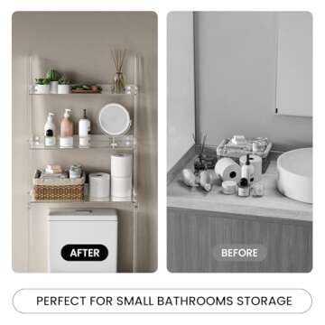 Sumerflos Modern Acrylic Over-The-Toilet Ladder Shelf