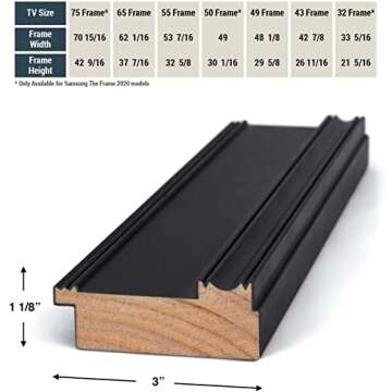 Deco TV Frames - Black Smart Frame Compatible ONLY with Samsung The Frame TV (55", Fits 2017-2020 Frame TV)