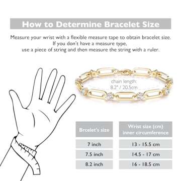 shinelab Golden-Plated Paperclip Bracelet for Women Couple Bracelets with CZ Chain Strand Jewelry Gi...