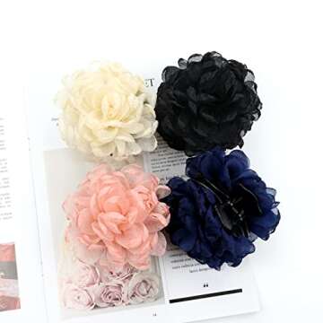 Elegant Cinaci Flower Hair Claw Clips Set - Perfect for All Hair Types