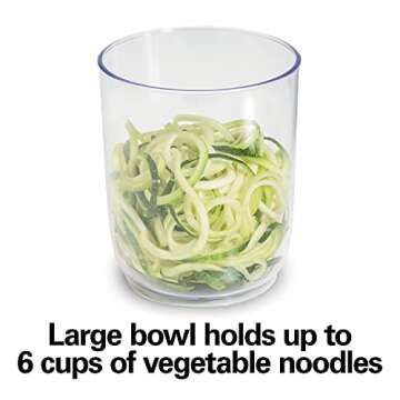 Hamilton Beach 3-in-1 Electric Vegetable Spiralizer for Veggie Noodles, Zoodle Maker & Slicer With 3 Cutting Cones for Spaghetti, Linguine, and Ribbons, 6-Cups, Black (70930)