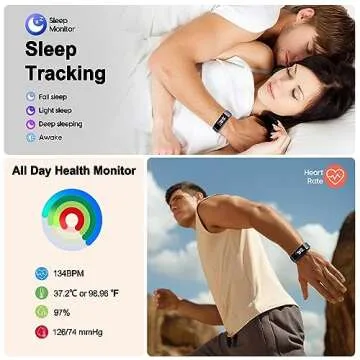 ENGERWALL Fitness Tracker with Step/Distance/Calories Counter, Activity Tracker with Heart Rate Monitor, Slim Style Watch IP68 Waterproof, Sleep Monitor Tracker, Pedometer Watch for Women Men