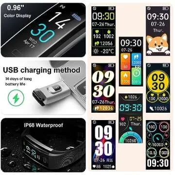 ENGERWALL Fitness Tracker with Step/Distance/Calories Counter, Activity Tracker with Heart Rate Monitor, Slim Style Watch IP68 Waterproof, Sleep Monitor Tracker, Pedometer Watch for Women Men