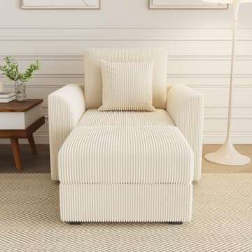 Smilesun Modern Accent Chair with Coordinating Ottoman - Cozy & Chic