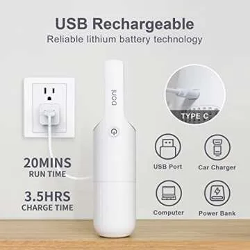 Photoncat Handheld Vacuum Cordless Car Vacuum Rechargeable Dust Busters Portable Small Hand Held Vacuuming White, Mini Vacuum Cleaner for Home, Office, Car, Pet Hair