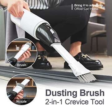 Photoncat Handheld Vacuum Cordless Car Vacuum Rechargeable Dust Busters Portable Small Hand Held Vacuuming White, Mini Vacuum Cleaner for Home, Office, Car, Pet Hair