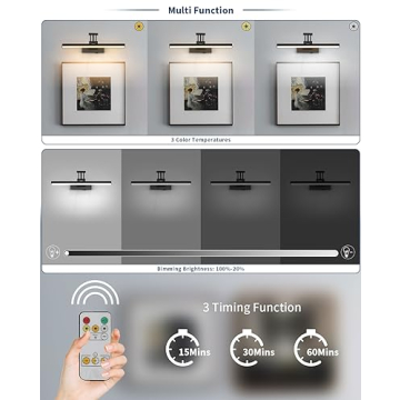 Joossnwell Picture Light: Dimmable, Rechargeable, Remote-Controlled