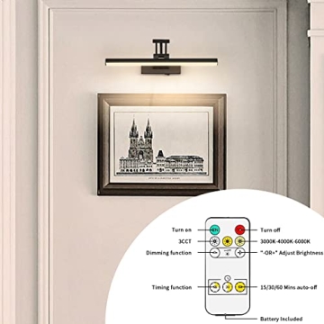 Joossnwell Picture Light: Dimmable, Rechargeable, Remote-Controlled