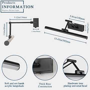 Joossnwell Picture Light: Dimmable, Rechargeable, Remote-Controlled