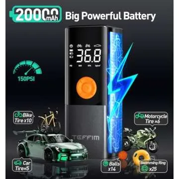 Portable Tire Inflator with 150PSI and LED Light