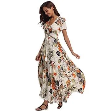 VintageClothing Women's Floral Maxi Dress for Summer Fun