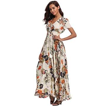 VintageClothing Women's Floral Maxi Dress for Summer Fun