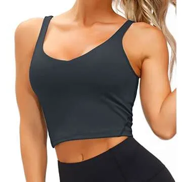 Wjustforu Women's Tank Top Padded Sports Bra Running Workout Yoga Crop Top (Small, Charcoal Gray)