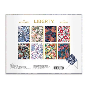 Galison Liberty Floral Notecard Set, 16 Cards, 17 Envelopes Included – Assorted Greeting Cards with Gorgeous Floral Designs, Blank Inside for All Occasions, Sturdy Storage Drawer Box Included