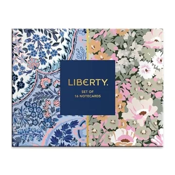 Galison Liberty Floral Notecard Set, 16 Cards, 17 Envelopes Included – Assorted Greeting Cards with Gorgeous Floral Designs, Blank Inside for All Occasions, Sturdy Storage Drawer Box Included
