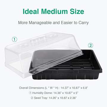 [Thick Plastic] 3-Set Strong Seed Starter Trays with 5" Humidity Domes for Seed Starting, Germinatio...
