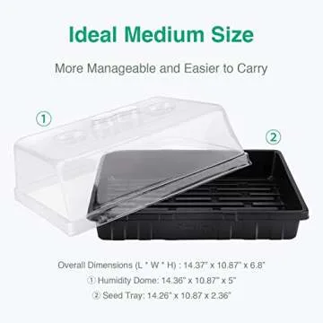[Thick Plastic] 3-Set Strong Seed Starter Trays with 5" Humidity Domes for Seed Starting, Germinatio...