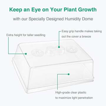 [Thick Plastic] 3-Set Strong Seed Starter Trays with 5" Humidity Domes for Seed Starting, Germination, Seedling Propagation & Plant Growing, Holds 144 Cells in Total