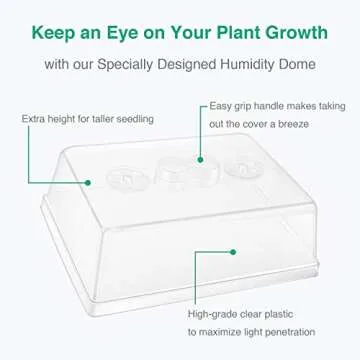 [Thick Plastic] 3-Set Strong Seed Starter Trays with 5" Humidity Domes for Seed Starting, Germination, Seedling Propagation & Plant Growing, Holds 144 Cells in Total