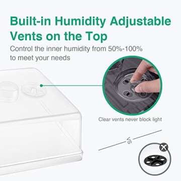 [Thick Plastic] 3-Set Strong Seed Starter Trays with 5" Humidity Domes for Seed Starting, Germination, Seedling Propagation & Plant Growing, Holds 144 Cells in Total