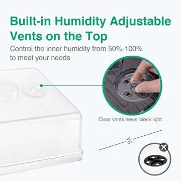 [Thick Plastic] 3-Set Strong Seed Starter Trays with 5" Humidity Domes for Seed Starting, Germination, Seedling Propagation & Plant Growing, Holds 144 Cells in Total