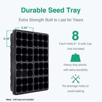 [Thick Plastic] 3-Set Strong Seed Starter Trays with 5" Humidity Domes for Seed Starting, Germination, Seedling Propagation & Plant Growing, Holds 144 Cells in Total